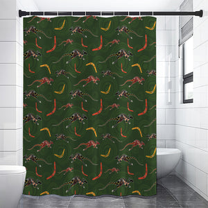 Aboriginal Boomerang And Kangaroo Print Premium Shower Curtain