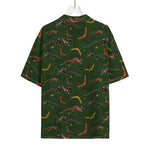 Aboriginal Boomerang And Kangaroo Print Rayon Hawaiian Shirt