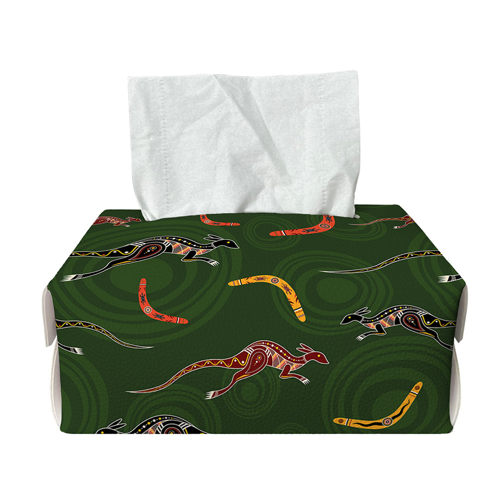 Aboriginal Boomerang And Kangaroo Print Rectangle Tissue Box Cover