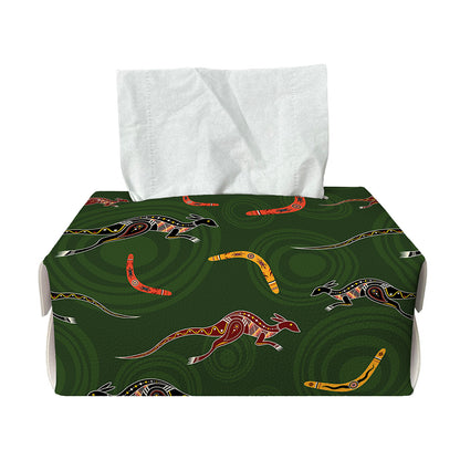 Aboriginal Boomerang And Kangaroo Print Rectangle Tissue Box Cover
