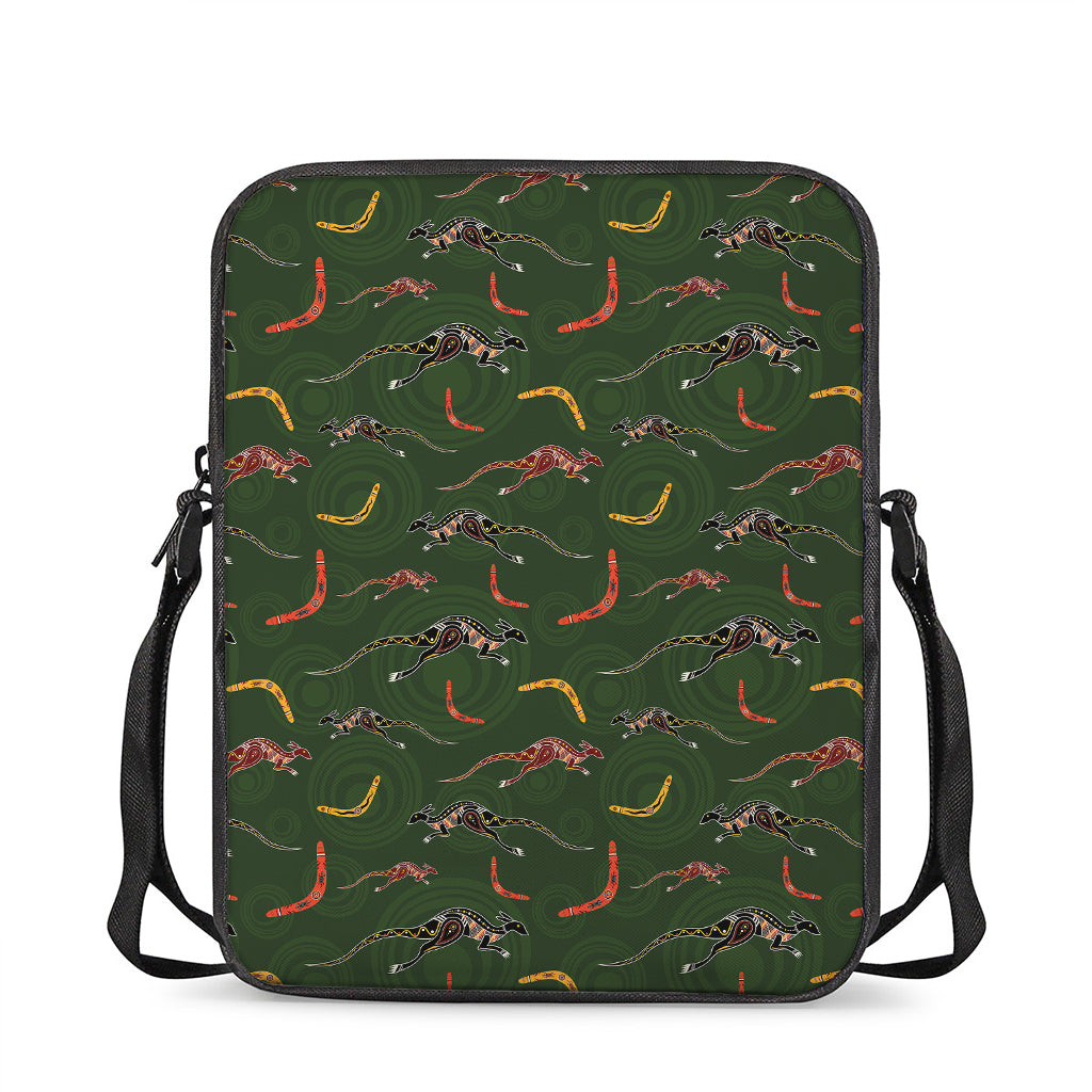 Aboriginal Boomerang And Kangaroo Print Rectangular Crossbody Bag