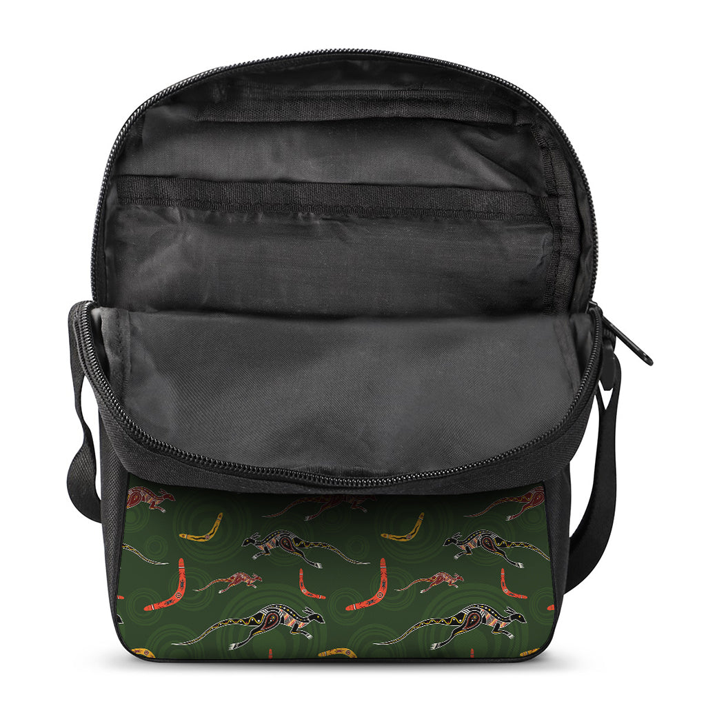 Aboriginal Boomerang And Kangaroo Print Rectangular Crossbody Bag