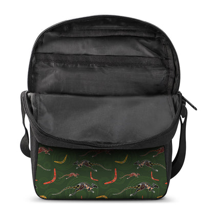 Aboriginal Boomerang And Kangaroo Print Rectangular Crossbody Bag