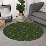 Aboriginal Boomerang And Kangaroo Print Round Rug