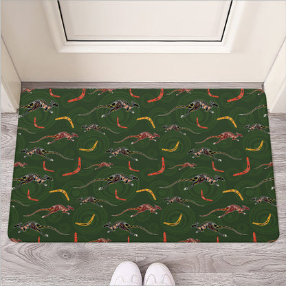 Aboriginal Boomerang And Kangaroo Print Rubber Doormat