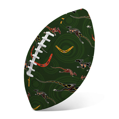 Aboriginal Boomerang And Kangaroo Print Rugby Ball