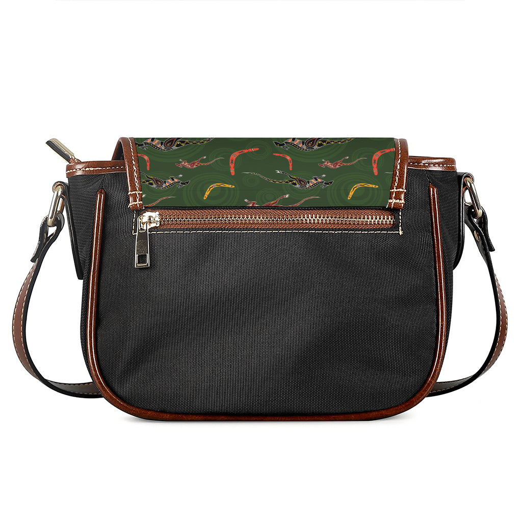 Aboriginal Boomerang And Kangaroo Print Saddle Bag