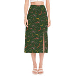 Aboriginal Boomerang And Kangaroo Print Side Slit Midi Skirt