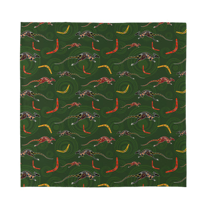Aboriginal Boomerang And Kangaroo Print Silk Bandana