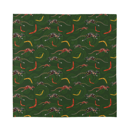 Aboriginal Boomerang And Kangaroo Print Silk Bandana