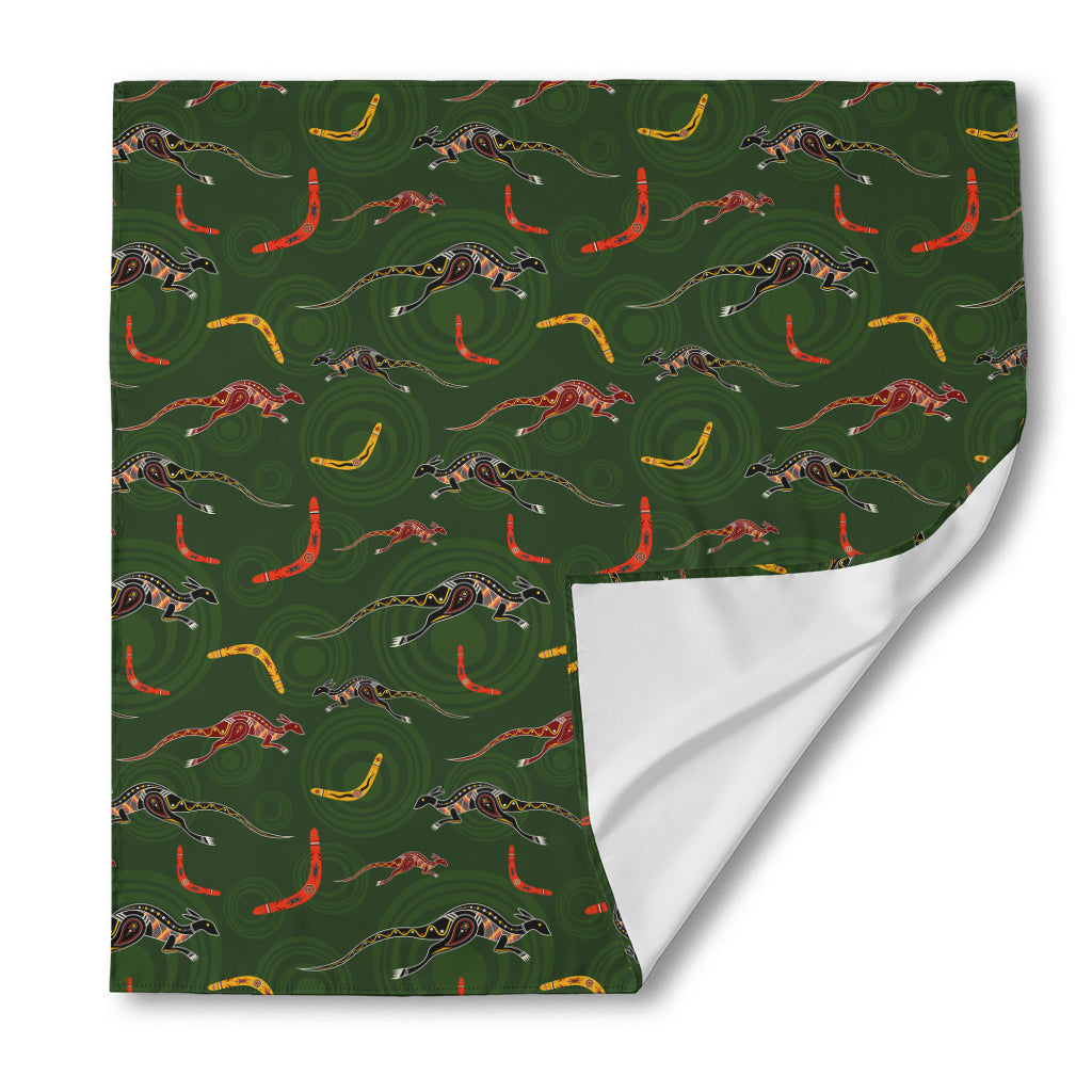 Aboriginal Boomerang And Kangaroo Print Silk Bandana