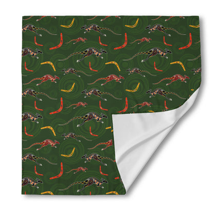 Aboriginal Boomerang And Kangaroo Print Silk Bandana