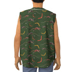Aboriginal Boomerang And Kangaroo Print Sleeveless Baseball Jersey