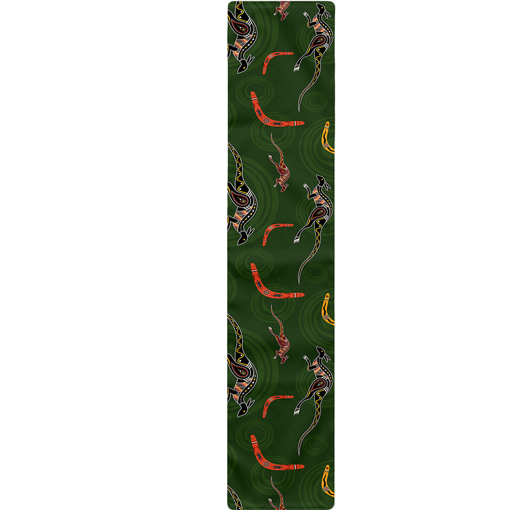 Aboriginal Boomerang And Kangaroo Print Table Runner