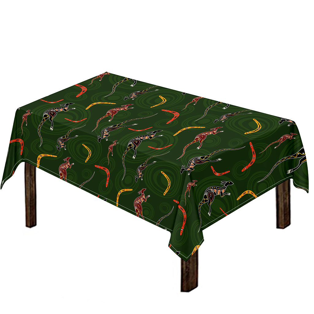 Aboriginal Boomerang And Kangaroo Print Tablecloth