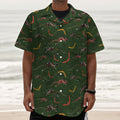 Aboriginal Boomerang And Kangaroo Print Textured Short Sleeve Shirt