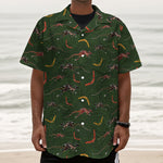 Aboriginal Boomerang And Kangaroo Print Textured Short Sleeve Shirt