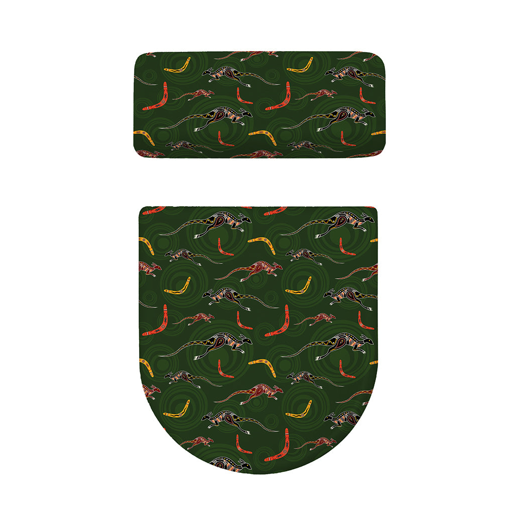 Aboriginal Boomerang And Kangaroo Print Toilet Lid And Tank Cover Set