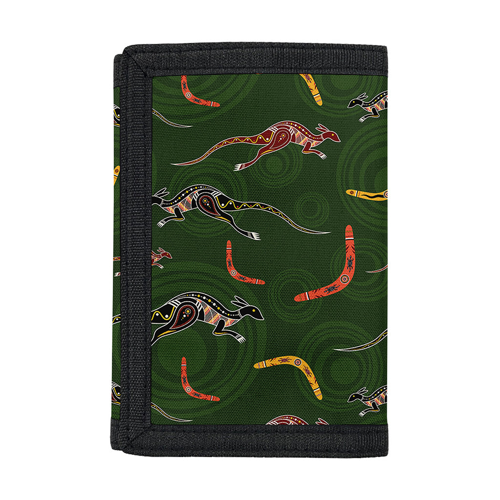 Aboriginal Boomerang And Kangaroo Print Trifold Wallet