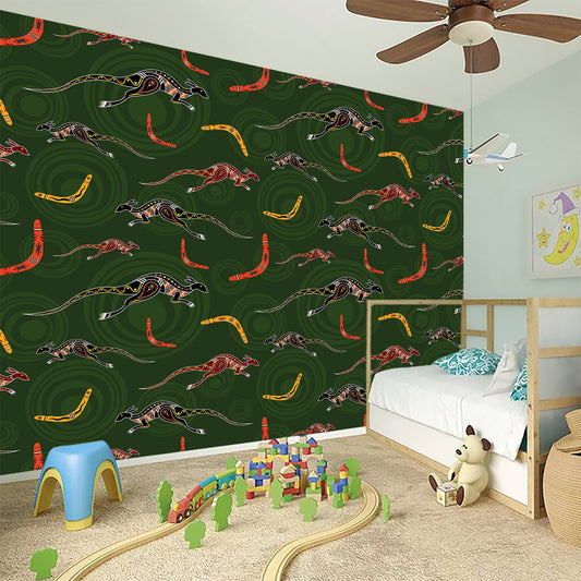 Aboriginal Boomerang And Kangaroo Print Wall Sticker