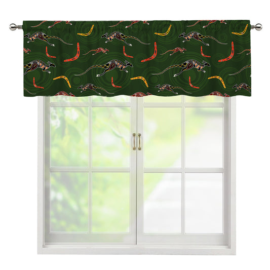 Aboriginal Boomerang And Kangaroo Print Window Valance