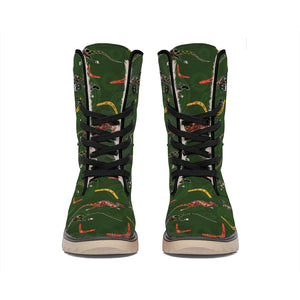 Aboriginal Boomerang And Kangaroo Print Winter Boots