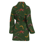 Aboriginal Boomerang And Kangaroo Print Women's Bathrobe