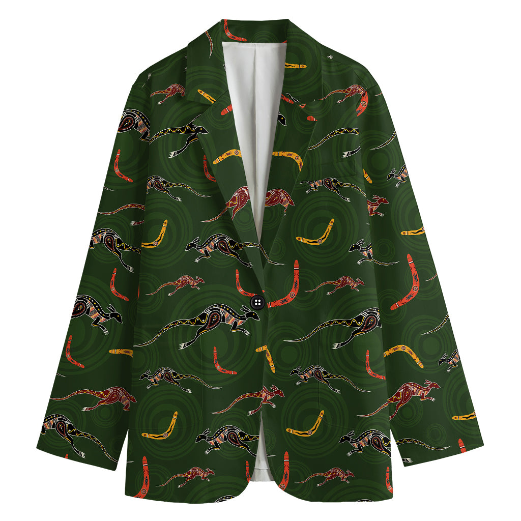 Aboriginal Boomerang And Kangaroo Print Women's Blazer