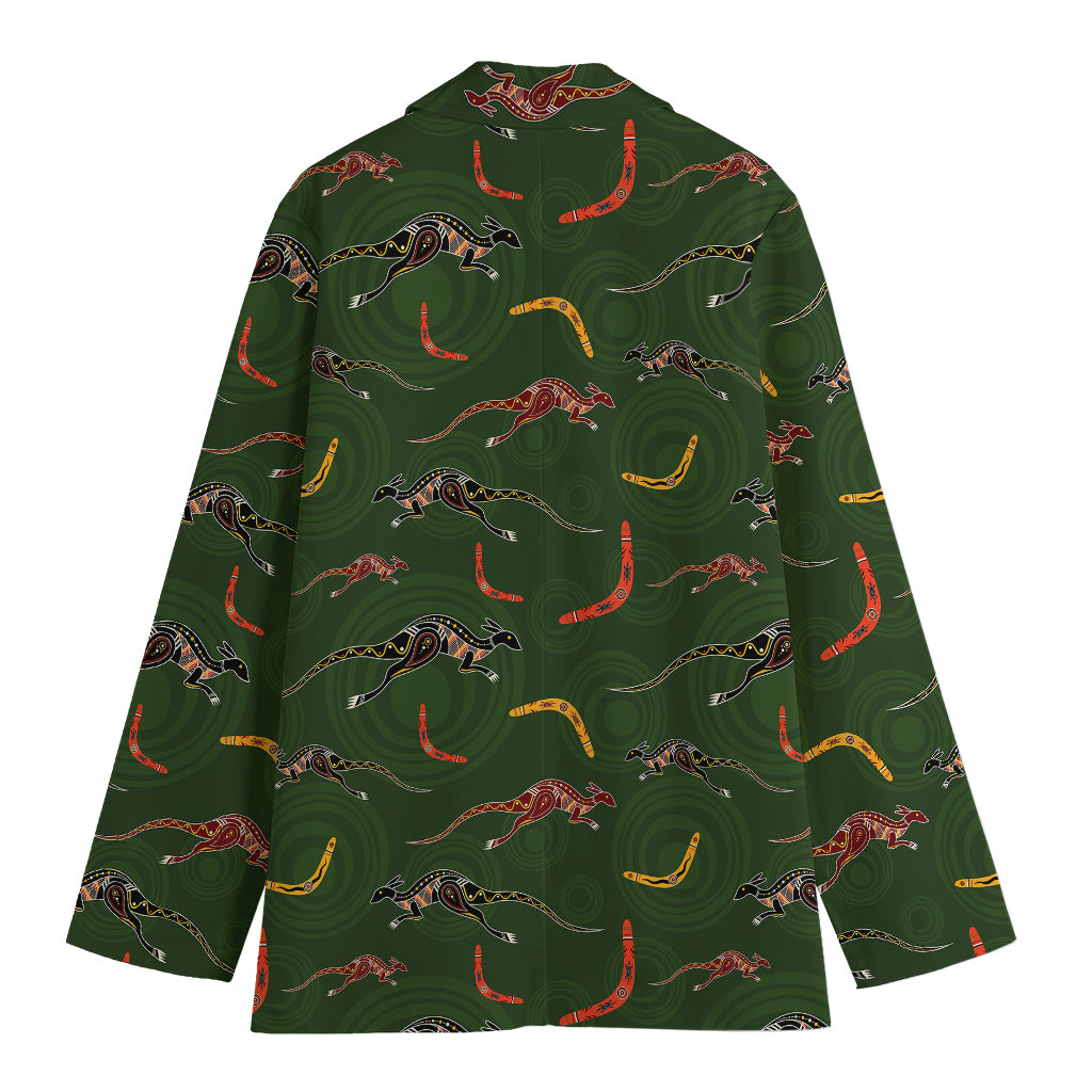 Aboriginal Boomerang And Kangaroo Print Women's Blazer