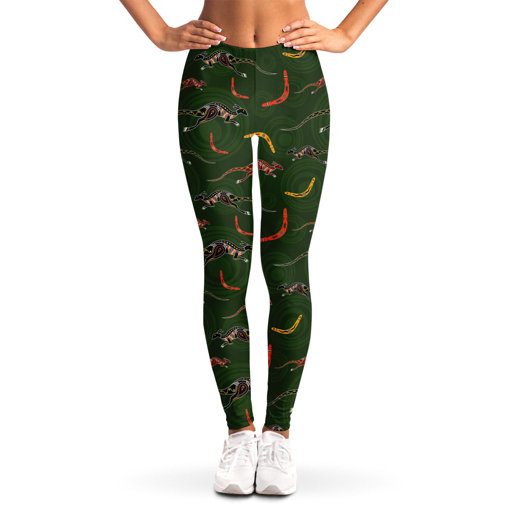 Aboriginal Boomerang And Kangaroo Print Women's Leggings