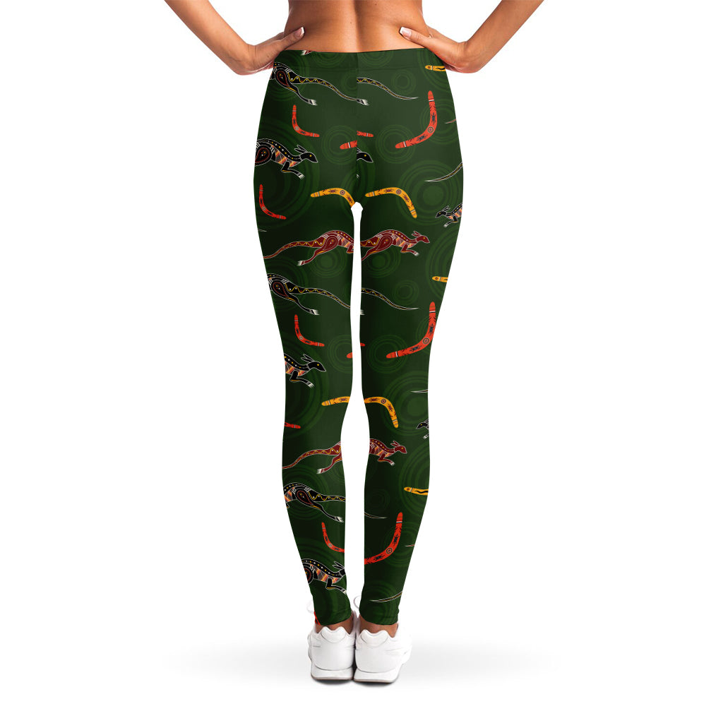 Aboriginal Boomerang And Kangaroo Print Women's Leggings
