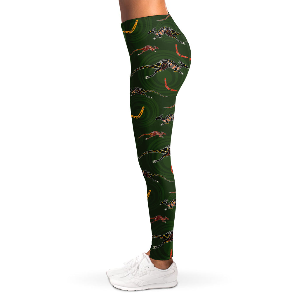 Aboriginal Boomerang And Kangaroo Print Women's Leggings