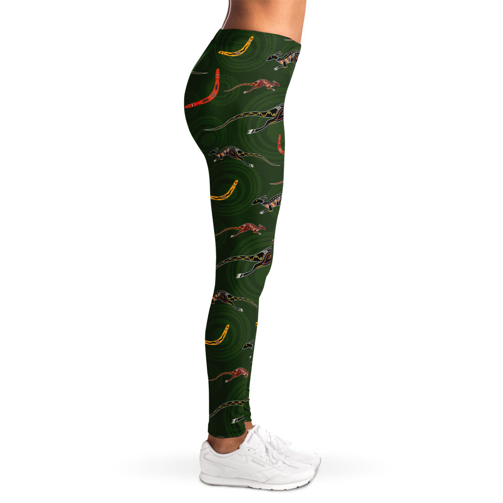 Aboriginal Boomerang And Kangaroo Print Women's Leggings