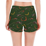 Aboriginal Boomerang And Kangaroo Print Women's Split Running Shorts