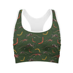 Aboriginal Boomerang And Kangaroo Print Women's Sports Bra