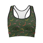 Aboriginal Boomerang And Kangaroo Print Women's Sports Bra