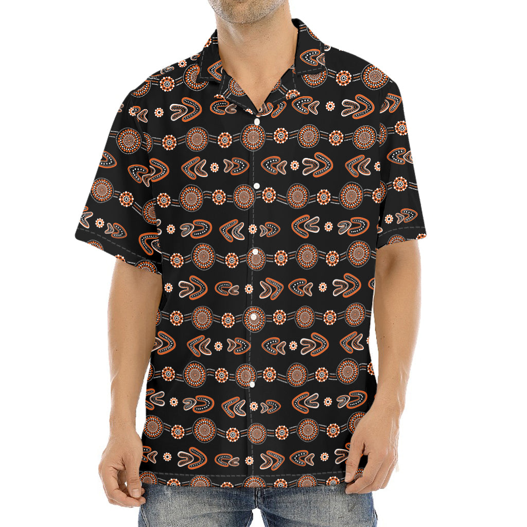 Aboriginal Boomerang Pattern Print Aloha Shirt