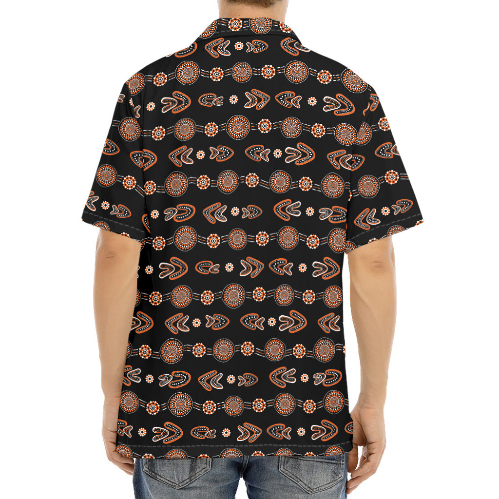 Aboriginal Boomerang Pattern Print Aloha Shirt