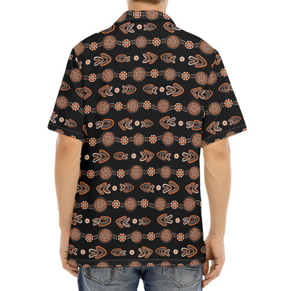 Aboriginal Boomerang Pattern Print Aloha Shirt