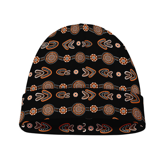 Aboriginal Boomerang Pattern Print Beanie