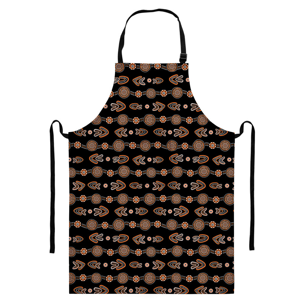 Aboriginal Boomerang Pattern Print Bib Apron With Pocket