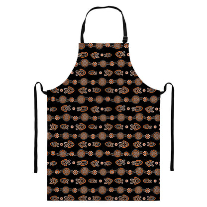Aboriginal Boomerang Pattern Print Bib Apron With Pocket