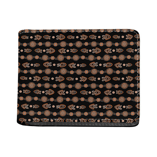 Aboriginal Boomerang Pattern Print Bifold Wallet