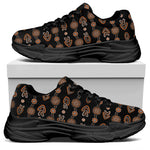 Aboriginal Boomerang Pattern Print Black Chunky Shoes