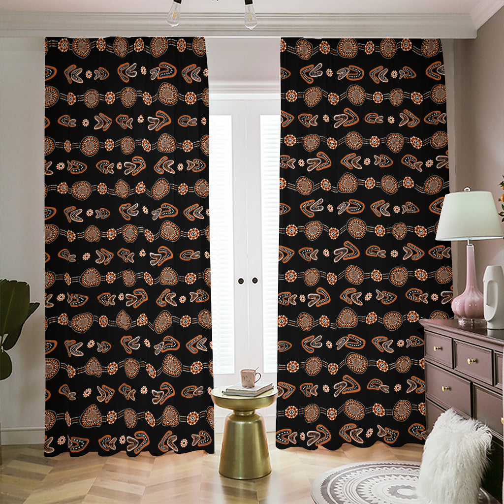 Aboriginal Boomerang Pattern Print Blackout Pencil Pleat Curtains