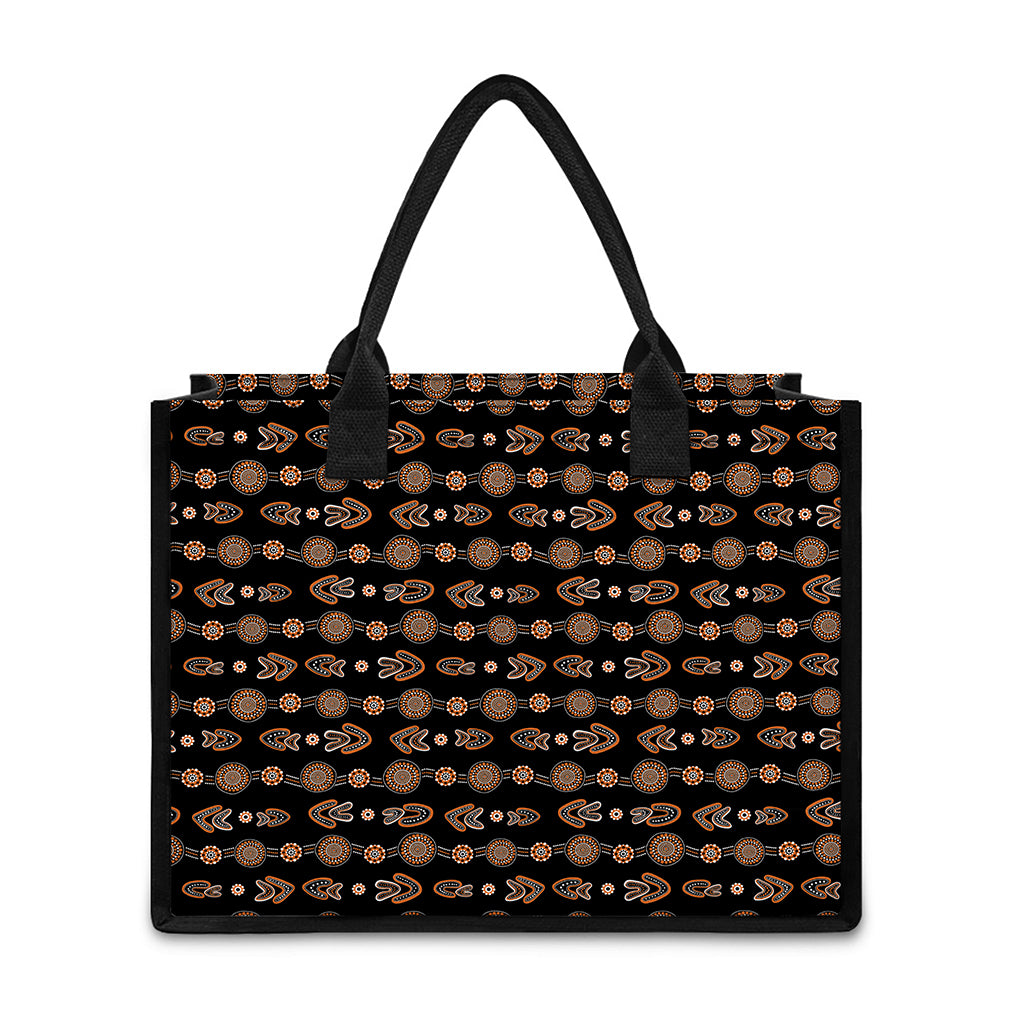 Aboriginal Boomerang Pattern Print Canvas Tote Bag
