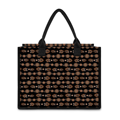 Aboriginal Boomerang Pattern Print Canvas Tote Bag