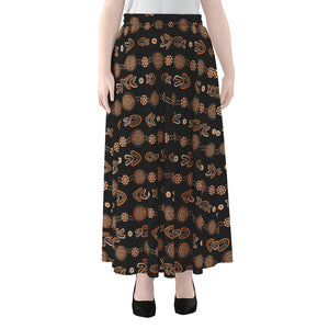 Aboriginal Boomerang Pattern Print Chiffon Maxi Skirt