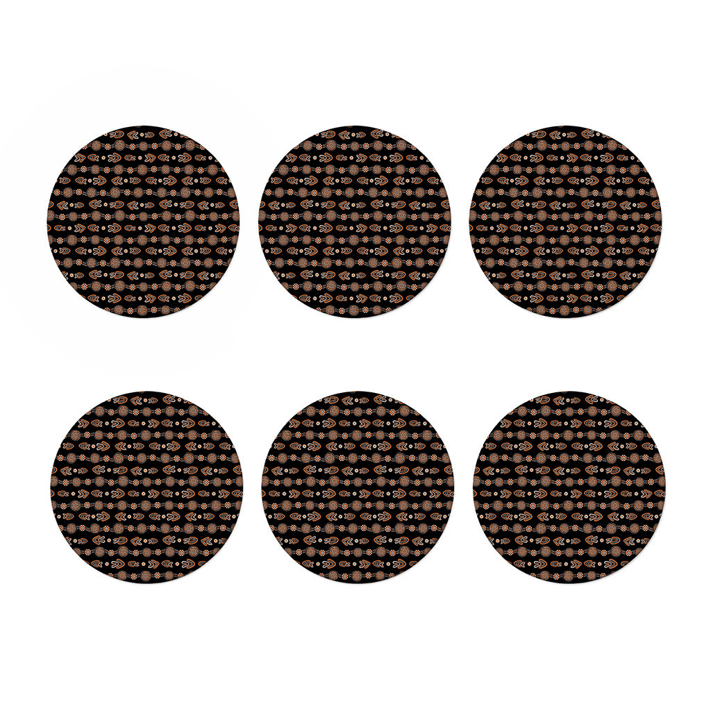 Aboriginal Boomerang Pattern Print Coaster Set