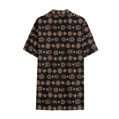 Aboriginal Boomerang Pattern Print Cotton Hawaiian Shirt